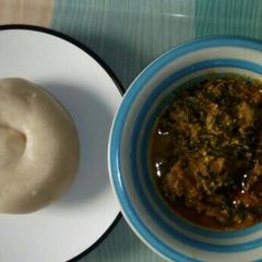 A picture of Egusi and ugwu.
