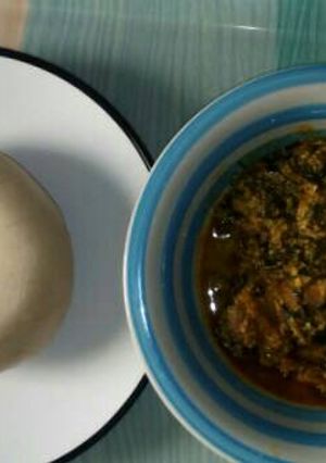A picture of Egusi and ugwu.