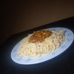 Spagetti with cabbage sauce A picture of Spagetti with cabbage sauce.