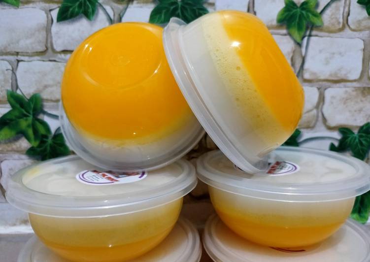 Puding Lapis Nutrisari Jeruk in Cup 🍮🍮🍮