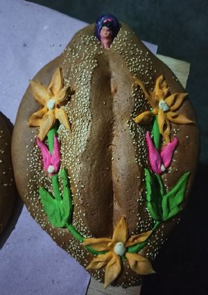 Una foto de Pan de muerto tradicional de Villa de Zaachila