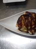Pancake with chocolate syrup