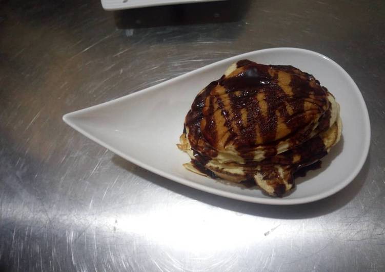 Pancake with chocolate syrup