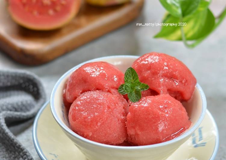 Langkah memasak Sorbet Jambu sedap