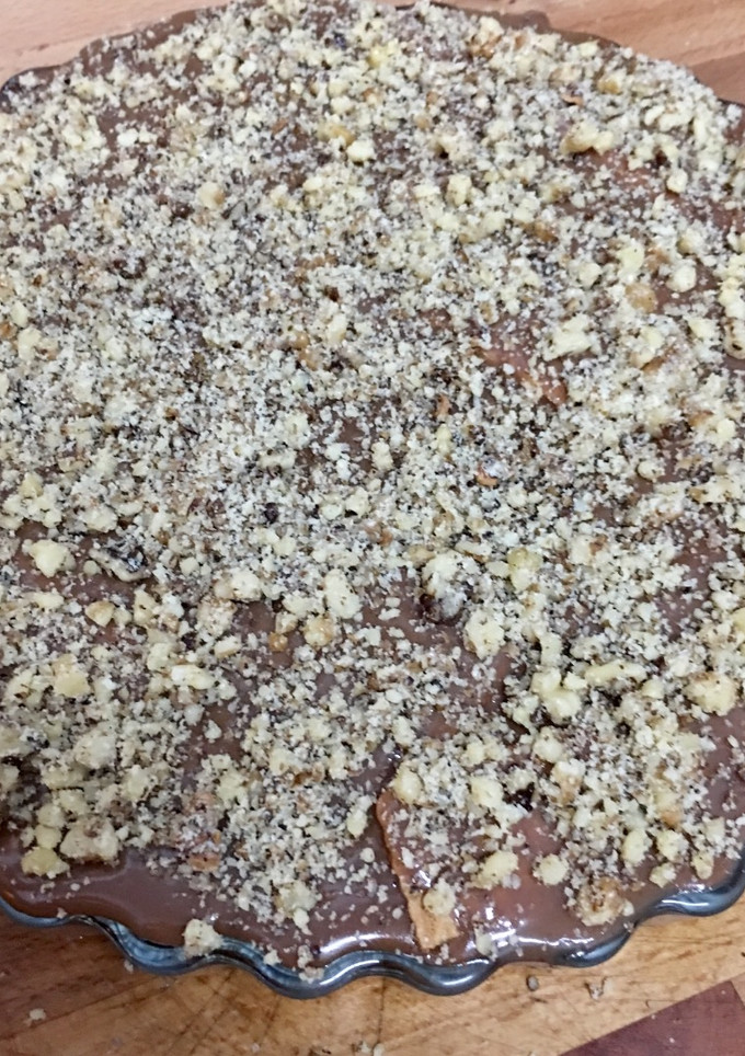 Una foto de Tarta de galletas con flan de chocolate