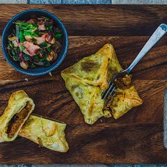 A picture of Butternut Squash Pockets with Pears Lamb’s lettuce.
