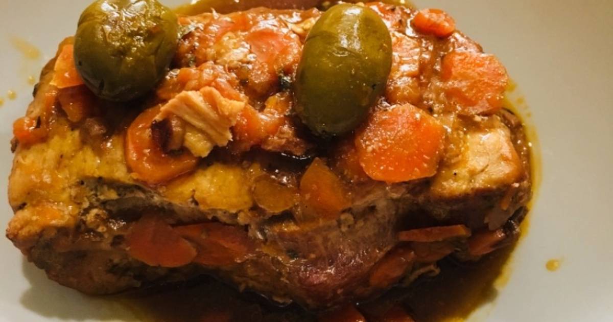 CINTA DE LOMO ASADA CON SALSA DE HORTALIZAS (en olla rápida) - El crepitar  de los fogones