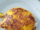 Arepa de zapallo o auyama rellena de pollo y queso blanco
