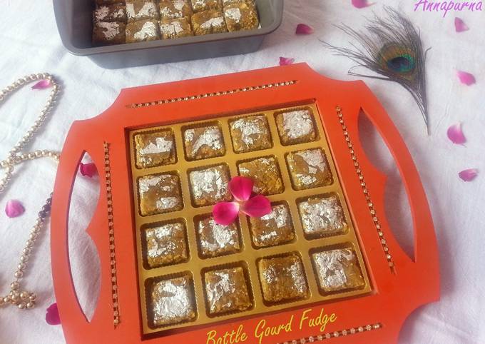 Rose Petal jam (Gulkand) flavored Bottle Gourd Fudge / Lauki Ki Barfi