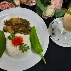Palak,Methi, Soya Saag n aloo with Amrood ka juice A picture of Palak,Methi, Soya Saag n aloo with Amrood ka juice.