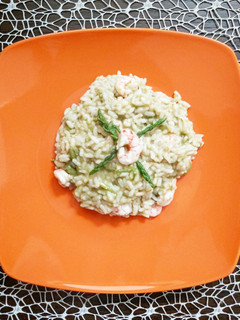 Foto di Risotto con asparagi selvatici e gambero rosso