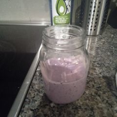 A picture of Banana blueberry peanut butter smoothie.
