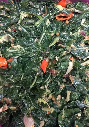 Foto resep Tumis daun singkong ikan asin