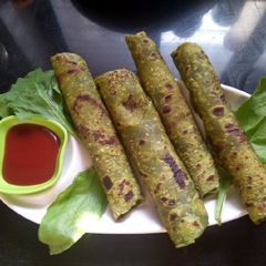 Palak paratha A picture of Palak paratha.