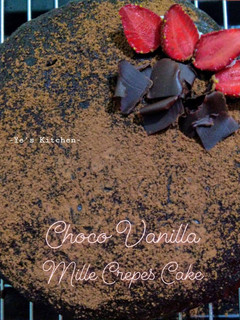 Foto resep 25. Choco Vanilla Mille Crepes Cake