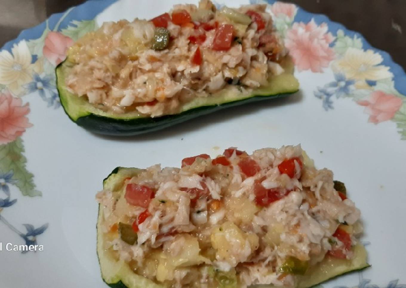 Calabacín relleno de pescado (aprovechamiento)