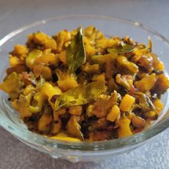A picture of Pakarkai Poriyal/ Bittergourd Fry.