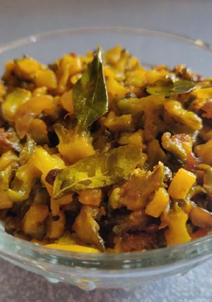 A picture of Pakarkai Poriyal/ Bittergourd Fry.