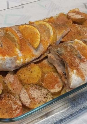 Una foto de Dorada al horno con pan rallado