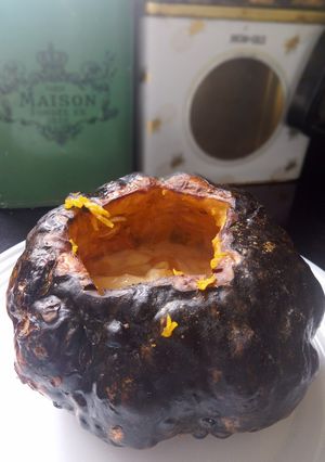 Una foto de Zapallo Kabutia relleno de queso cremoso
