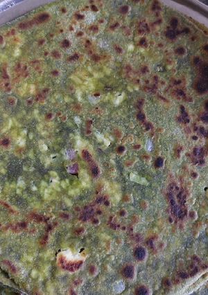A picture of Palak paneer parata.