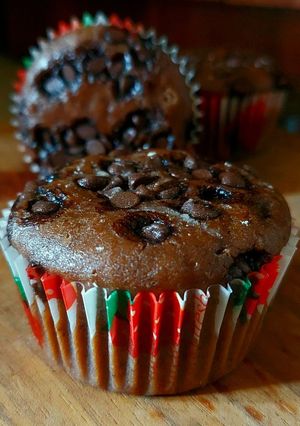 A picture of Chocolate Chips Muffins (eggless).