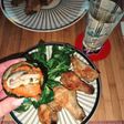 Tapa de Pan Tostado con Berenjena Frita, Boniato con Miel y Boquerón en Vinagre