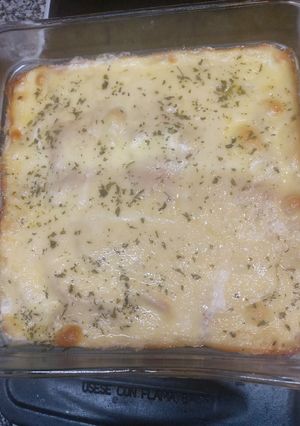 A picture of Potato Casserole with Ham and Cheese.