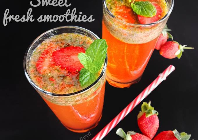 Bagaimana Menyiapkan Strawberry sweet fresh smoothies Anti Gagal