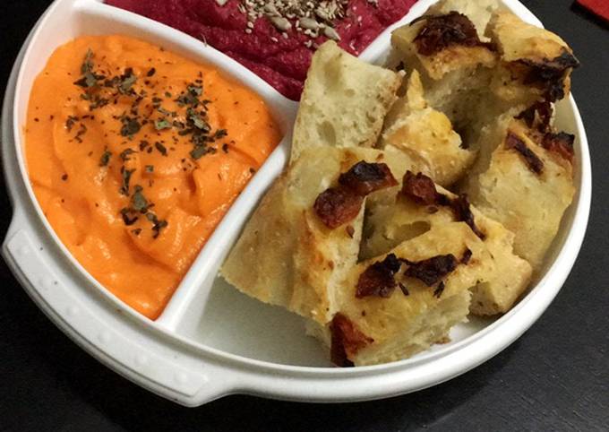 Hummus de remolacha y mayonesa de zanahoria 🥕