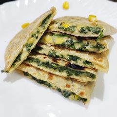 A picture of Spinach corn quesadilla.