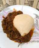 Spinach stew with tuwon semovita