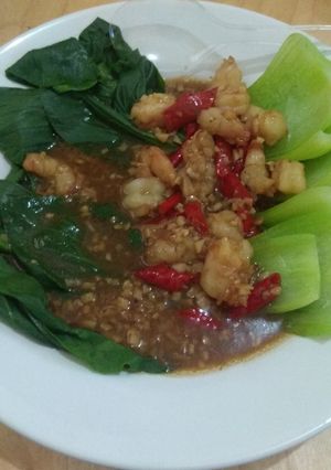 Foto resep Pakcoy Siram Udang Bawang Putih