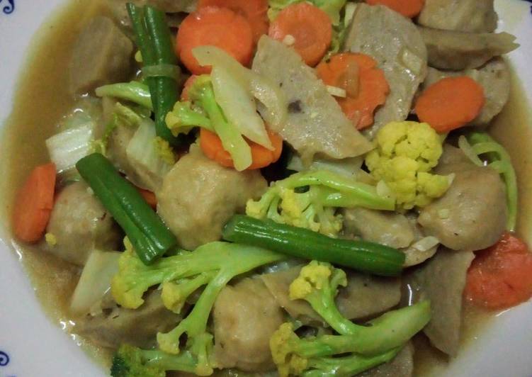 Resep Capcay bakso sapi Lezat