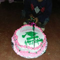 A picture of Graduation cum birthday cake.