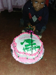 A picture of Graduation cum birthday cake.