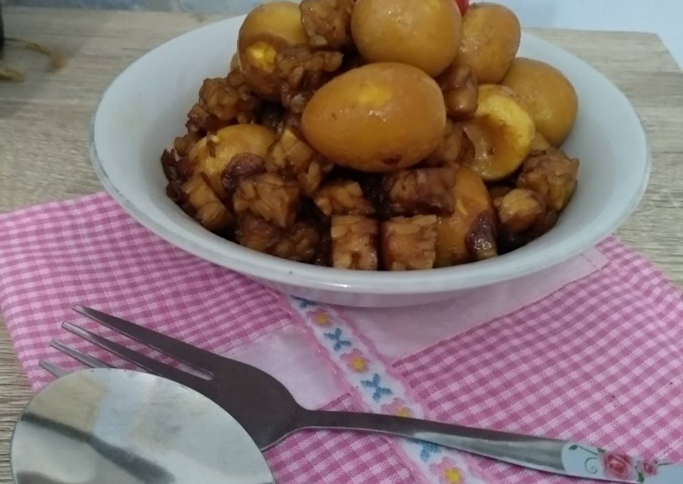 Tempe Telur Puyuh Saus Tiram