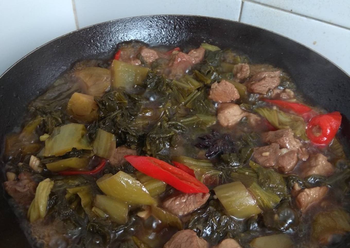 Babi cah sayur asin simple (non halal)