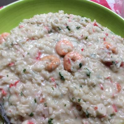 Risotto de camarones y kanikama Receta de Maria Paz Dominguez/ @pacitamama  en instagram- Cookpad