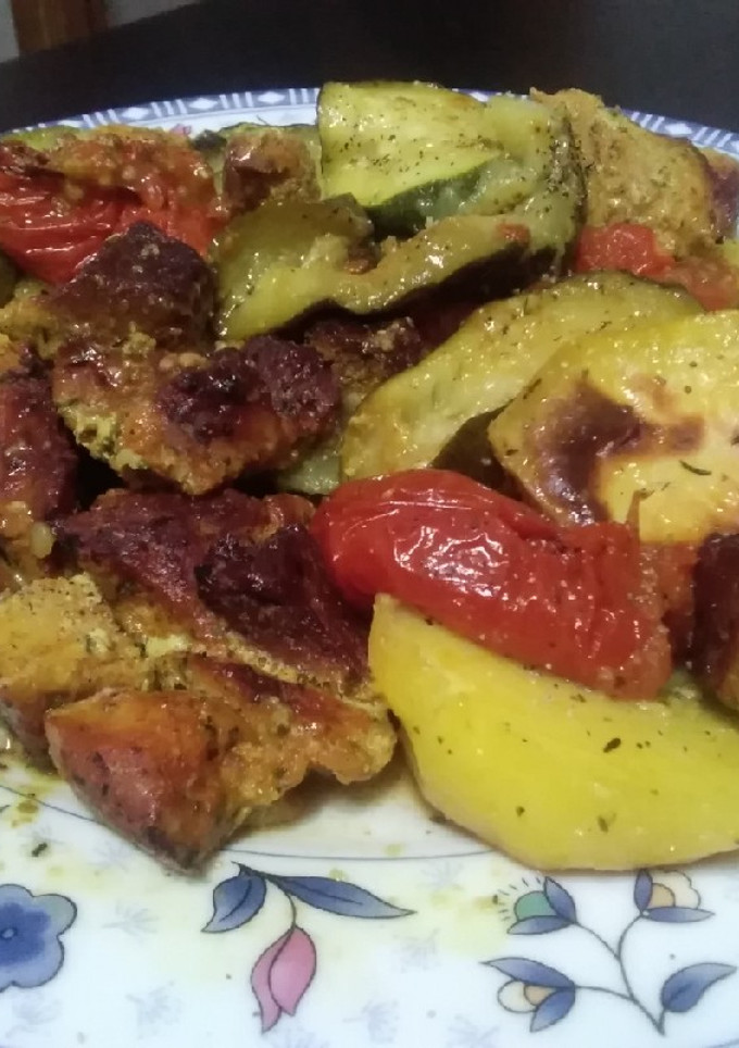 Una foto de Magro de cerdo con calabacín
