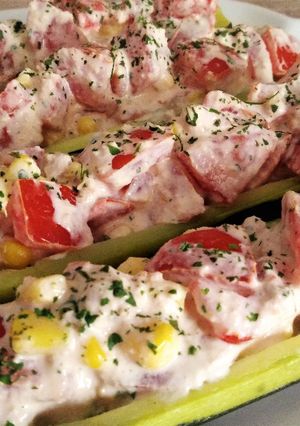 Une photo de Courgettes farcies tomates & thon