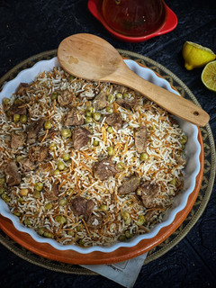 صورة لوصفة طبق الأرز بالبزاليا واللحم