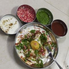 A picture of Urad dal dahi bhalla.