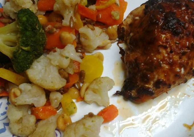 Roasted, Spiced, and herb crusted chicken with buttery vegetables