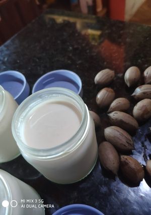 Una foto de Yogurth mixto de leche vegetal de nuez y leche de vaca