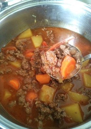 Foto resep Semur Daging Sapi Cincang dg Kentang Tomat menu anak mudah