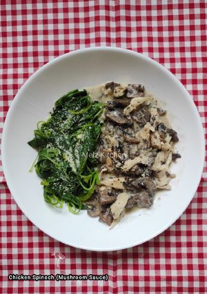 Foto resep Chicken Spinach (Mushroom Sauce)