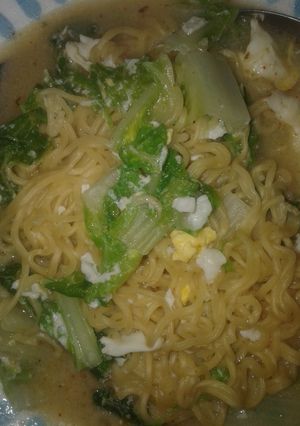 Foto resep Sawi campur Mie Telur
