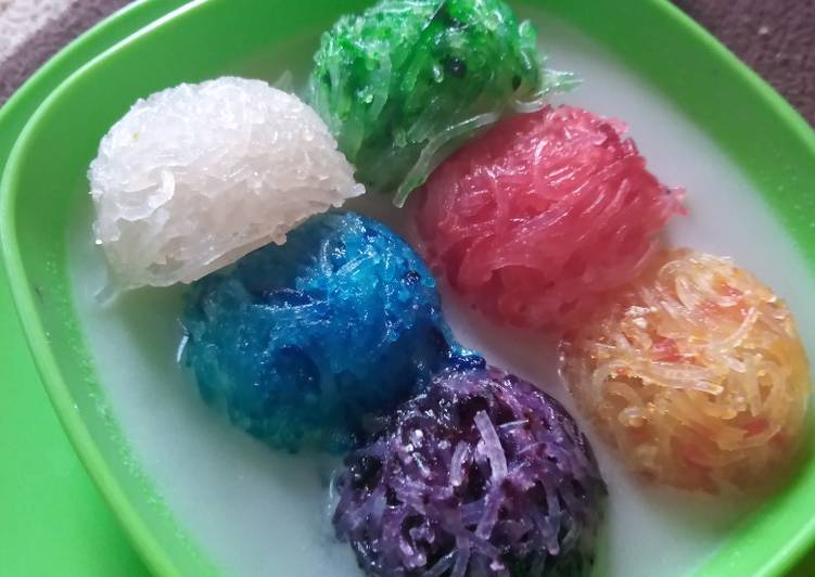 Resep @ENAK Putu Mayang Rainbow Bihun kue rumahan simple