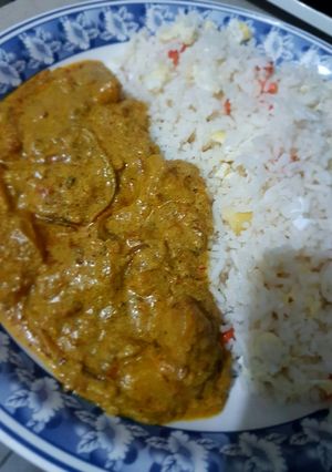 A picture of Shrimp potato curry.